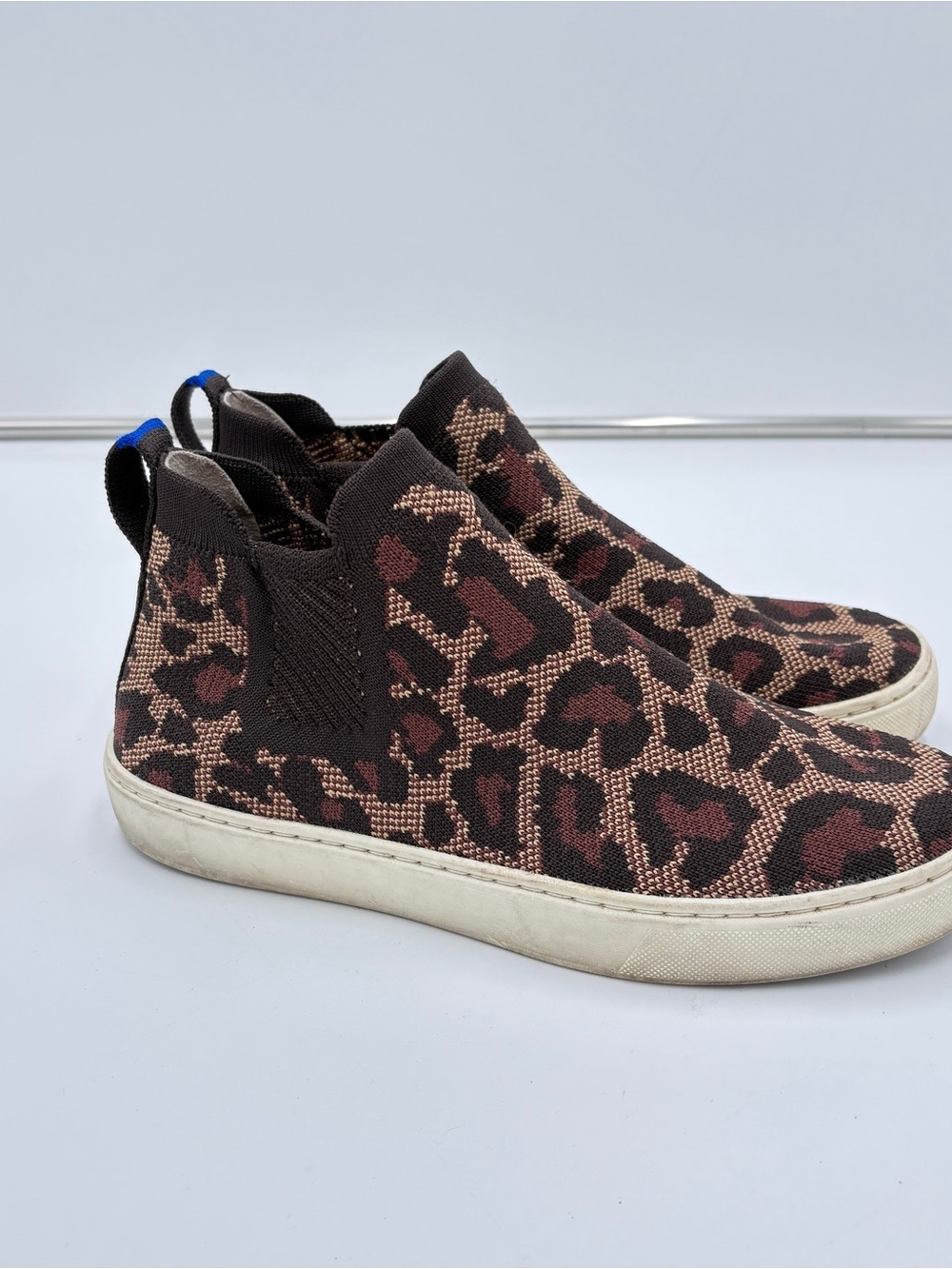 Rothy's Chelsea Wildcat Shoes Boots Women's Size 7.5 Leopard Print Slip On Ankle